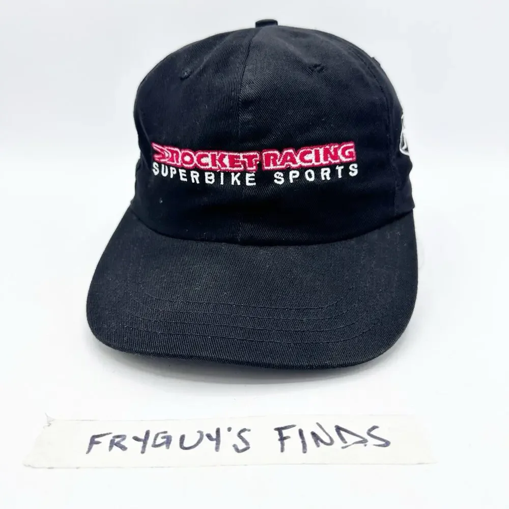 Vintage Y2K 2000s Joe Rocket Racing Superbike Sports Hat Black Motorcycles OSFA